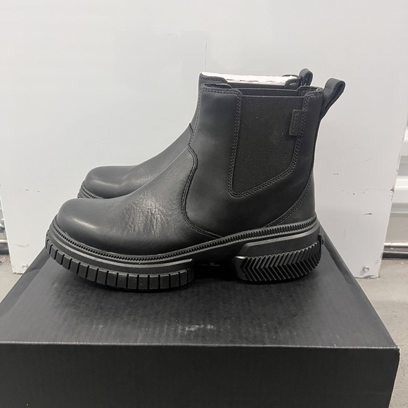 SOREL Ona Ave Chelsea Boot WP Black Women's Size 10 Waterproof Leather Lug Sole - Picture 3 of 8